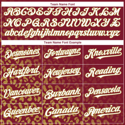 Custom Crimson White-Old Gold 3D Pattern Design Leopard Print Fade Fashion Authentic Baseball Jersey - Sky-Custom