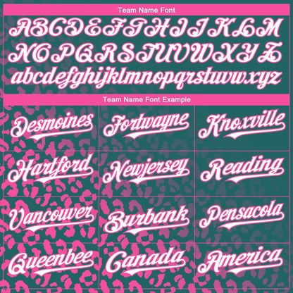 Custom Teal White-Pink 3D Pattern Design Leopard Print Fade Fashion Authentic Baseball Jersey - Sky-Custom