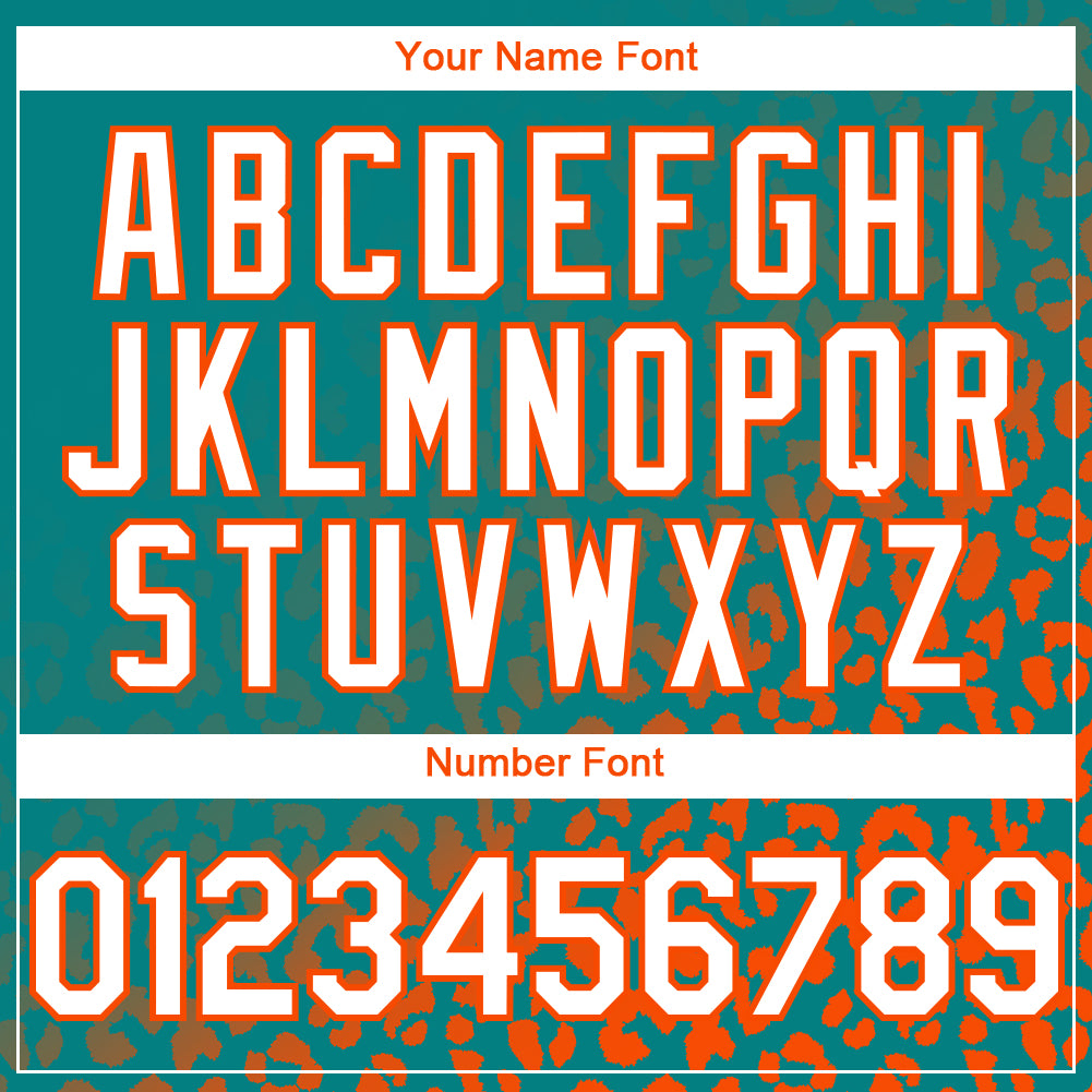 Custom Aqua White-Orange 3D Pattern Design Leopard Print Fade Fashion Authentic Baseball Jersey - Sky-Custom