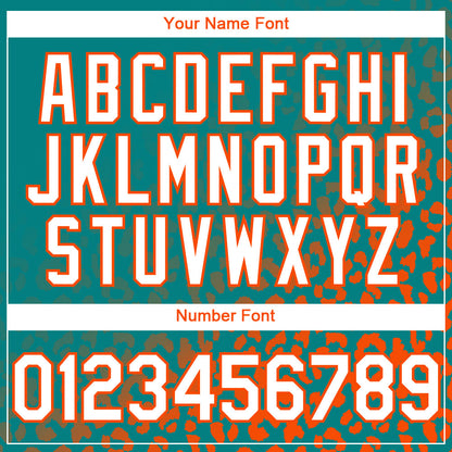 Custom Aqua White-Orange 3D Pattern Design Leopard Print Fade Fashion Authentic Baseball Jersey - Sky-Custom
