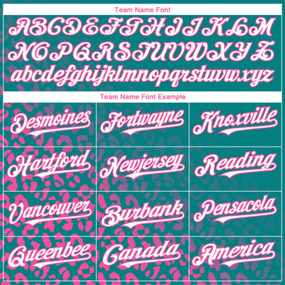 Custom Teal White-Pink 3D Pattern Design Leopard Print Fade Fashion Authentic Baseball Jersey - Sky-Custom