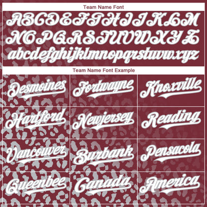 Custom Burgundy White-Gray 3D Pattern Design Leopard Print Fade Fashion Authentic Baseball Jersey - Sky-Custom