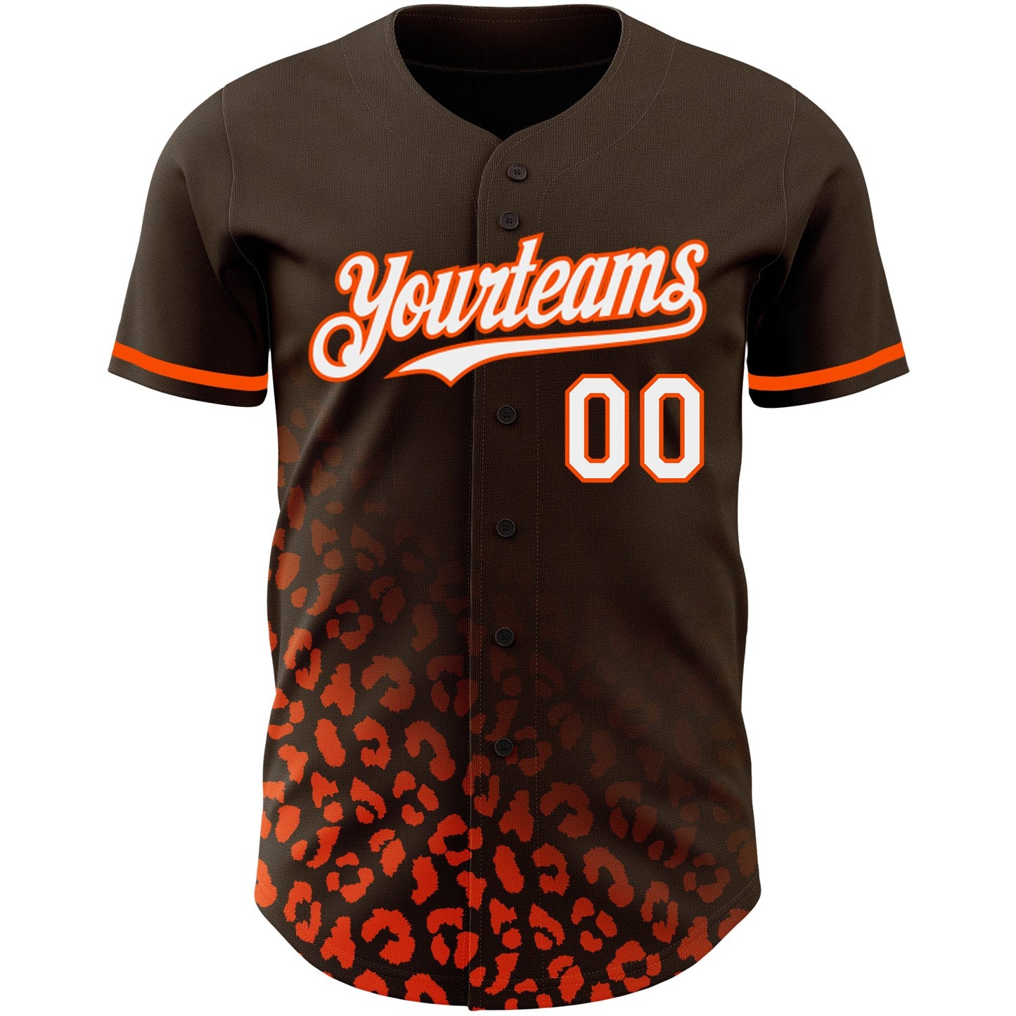 Custom Brown White-Orange 3D Pattern Design Leopard Print Fade Fashion Authentic Baseball Jersey - Sky-Custom