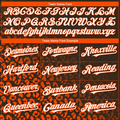 Custom Brown White-Orange 3D Pattern Design Leopard Print Fade Fashion Authentic Baseball Jersey - Sky-Custom