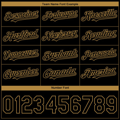 Custom Black Old Gold 3D American Flag Skull Patriotic Authentic Baseball Jersey - Sky-Custom