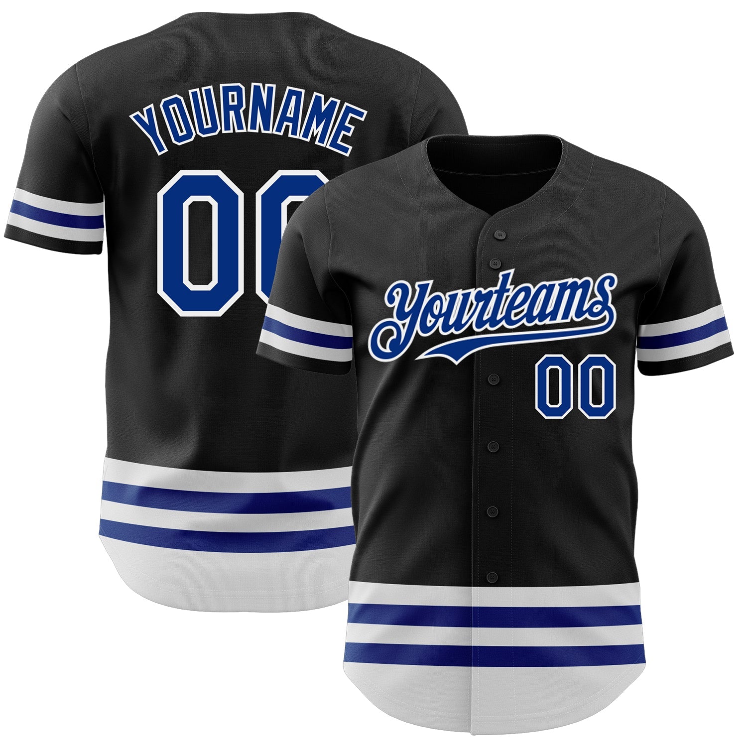 Custom Black Royal-White Line Authentic Baseball Jersey - Sky-Custom
