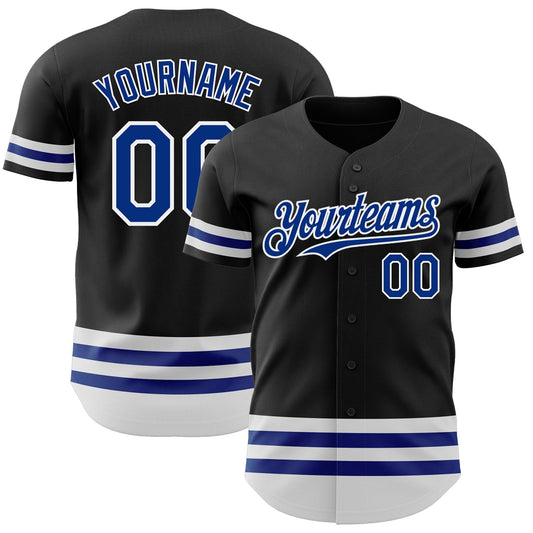 Custom Black Royal-White Line Authentic Baseball Jersey - Sky-Custom