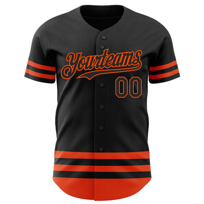 Custom Black Orange Line Authentic Baseball Jersey - Sky-Custom
