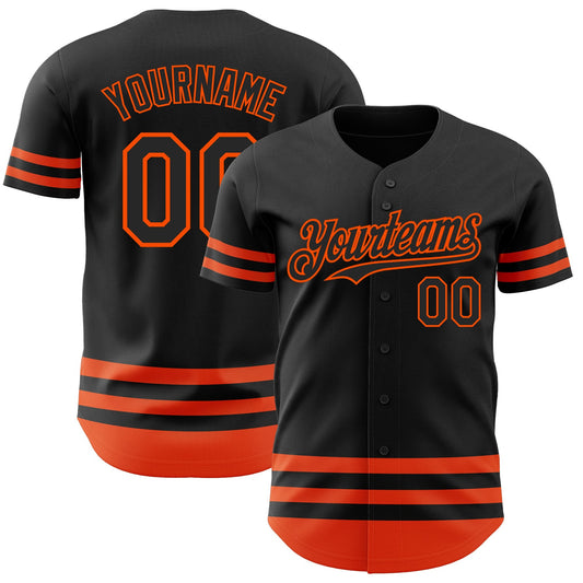 Custom Black Orange Line Authentic Baseball Jersey - Sky-Custom