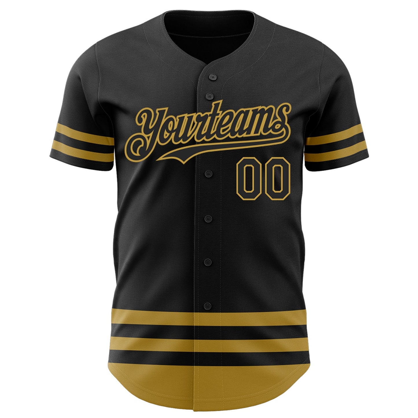 Custom Black Old Gold Line Authentic Baseball Jersey - Sky-Custom