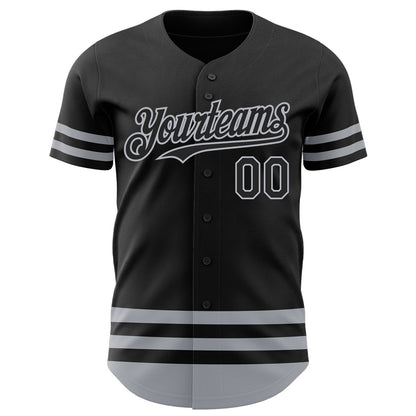 Custom Black Gray Line Authentic Baseball Jersey - Sky-Custom