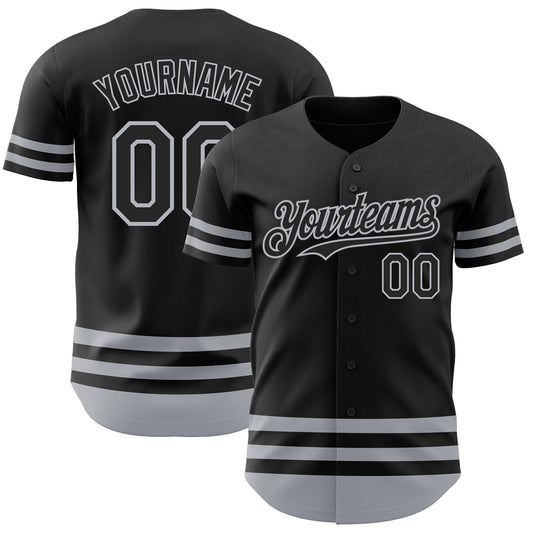 Custom Black Gray Line Authentic Baseball Jersey - Sky-Custom