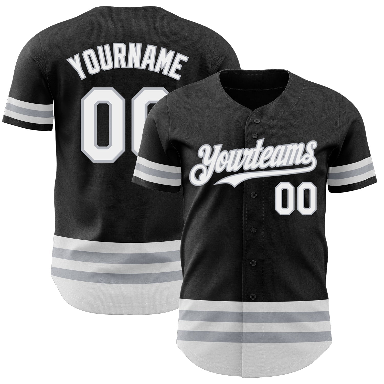Custom Black White-Gray Line Authentic Baseball Jersey - Sky-Custom