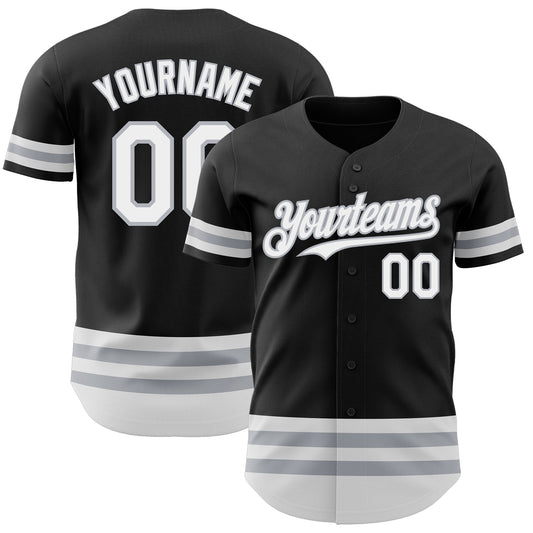 Custom Black White-Gray Line Authentic Baseball Jersey - Sky-Custom