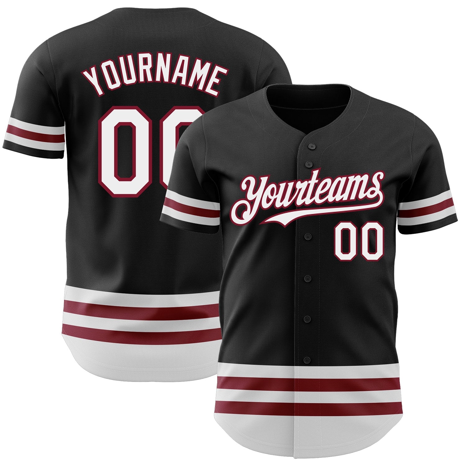 Custom Black White-Crimson Line Authentic Baseball Jersey - Sky-Custom