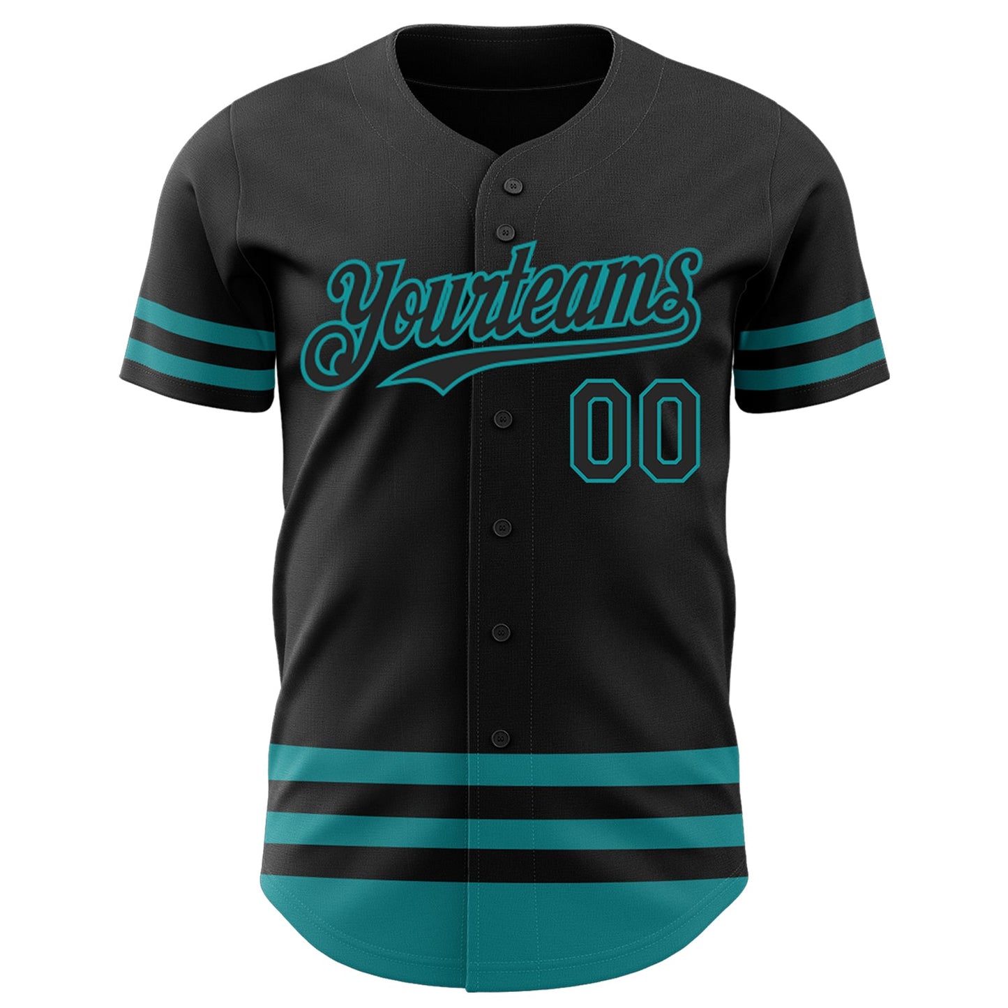 Custom Black Teal Line Authentic Baseball Jersey - Sky-Custom