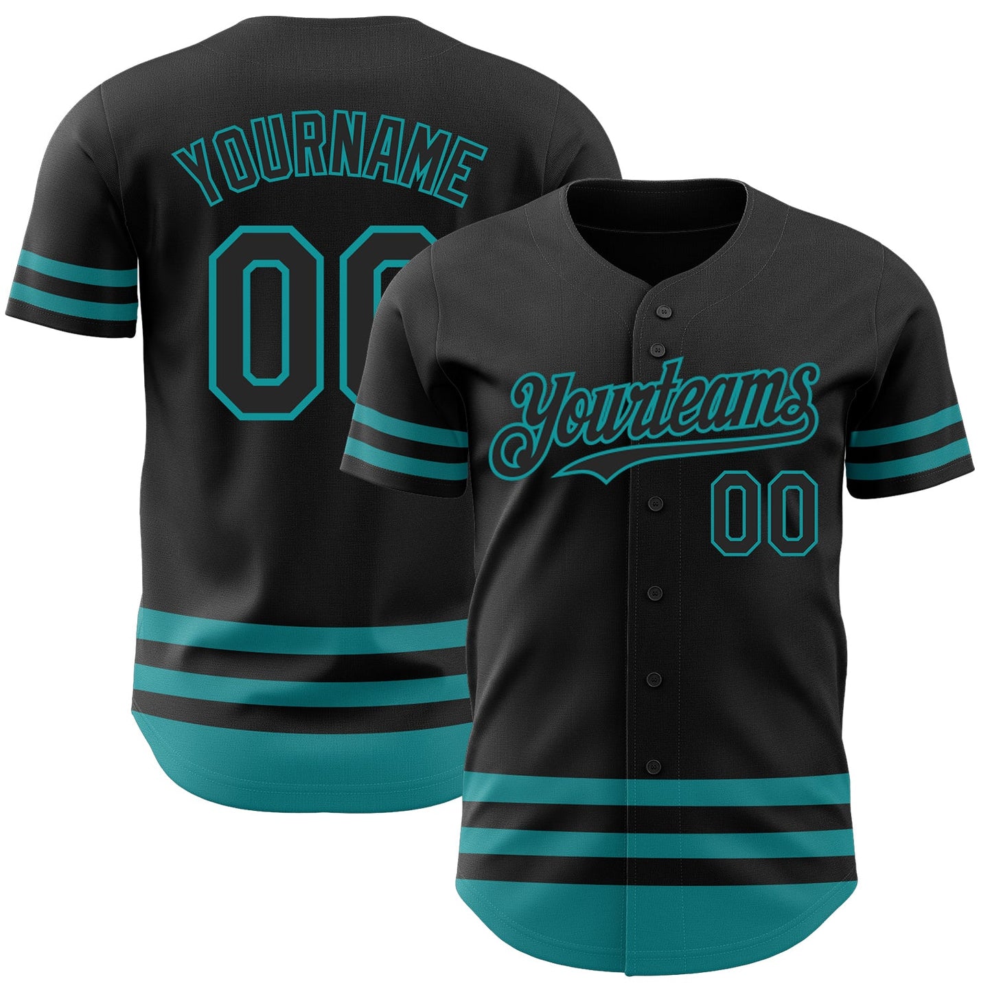 Custom Black Teal Line Authentic Baseball Jersey - Sky-Custom