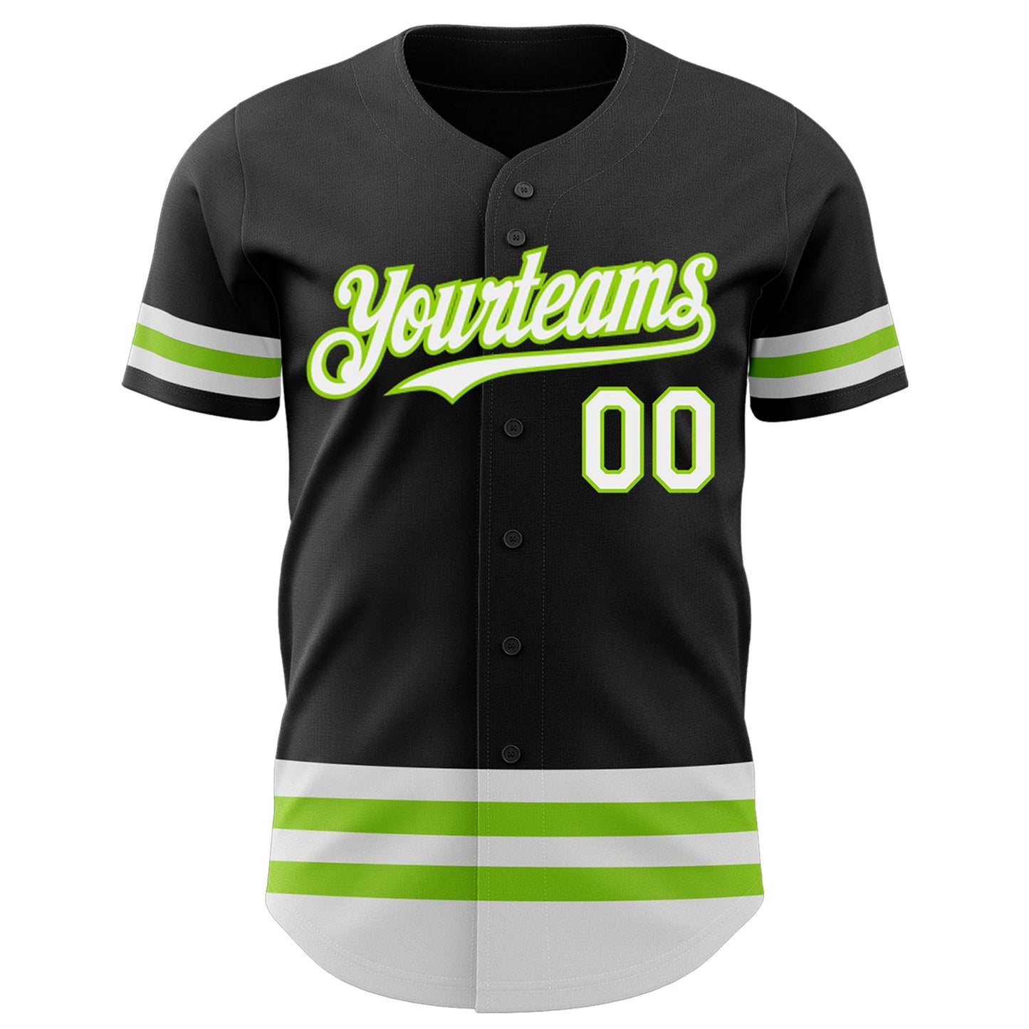 Custom Black White-Neon Green Line Authentic Baseball Jersey - Sky-Custom