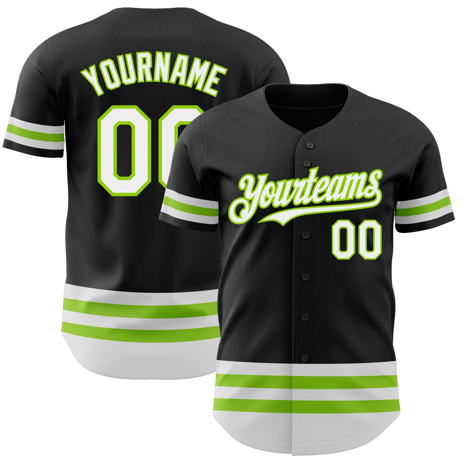 Custom Black White-Neon Green Line Authentic Baseball Jersey - Sky-Custom