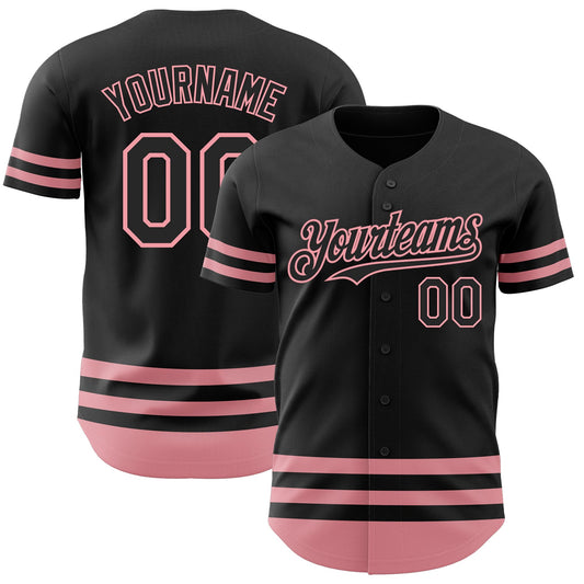 Custom Black Medium Pink Line Authentic Baseball Jersey - Sky-Custom