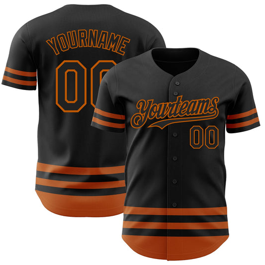 Custom Black Texas Orange Line Authentic Baseball Jersey - Sky-Custom