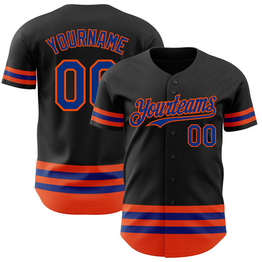 Custom Black Royal-Orange Line Authentic Baseball Jersey - Sky-Custom