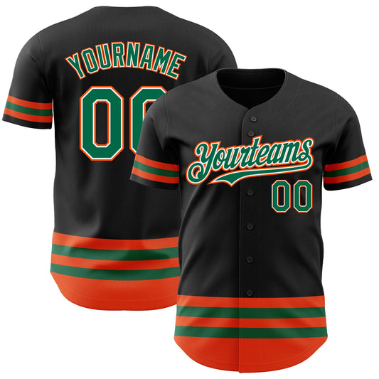 Custom Black Kelly Green-Orange Line Authentic Baseball Jersey - Sky-Custom