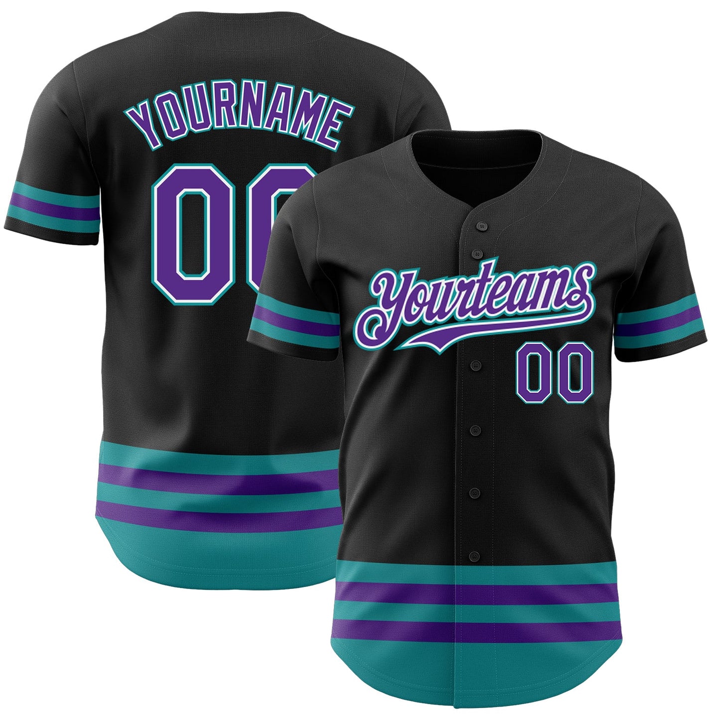 Custom Black Purple-Teal Line Authentic Baseball Jersey - Sky-Custom