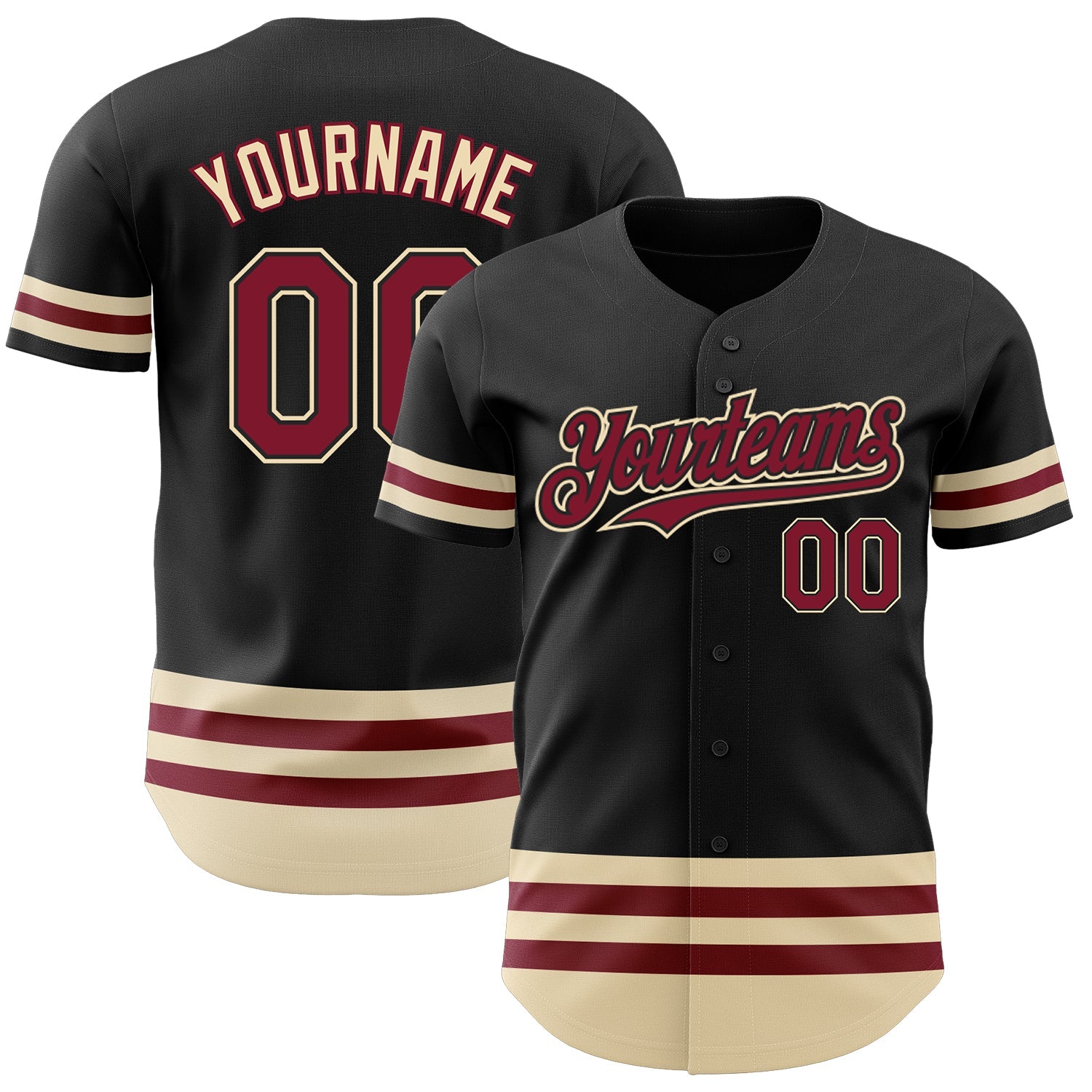 Custom Black Crimson-Cream Line Authentic Baseball Jersey - Sky-Custom
