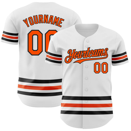 Custom White Orange-Black Line Authentic Baseball Jersey - Sky-Custom