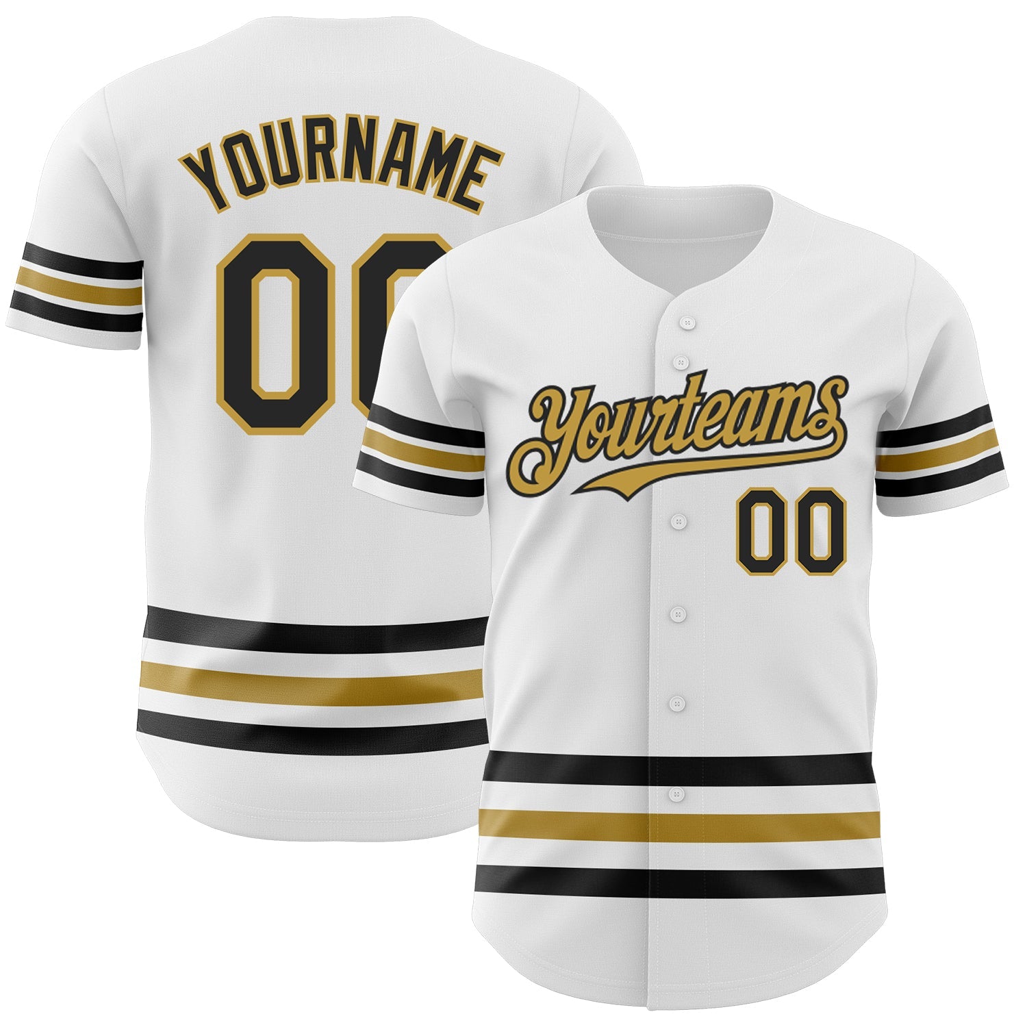 Custom White Black-Old Gold Line Authentic Baseball Jersey - Sky-Custom