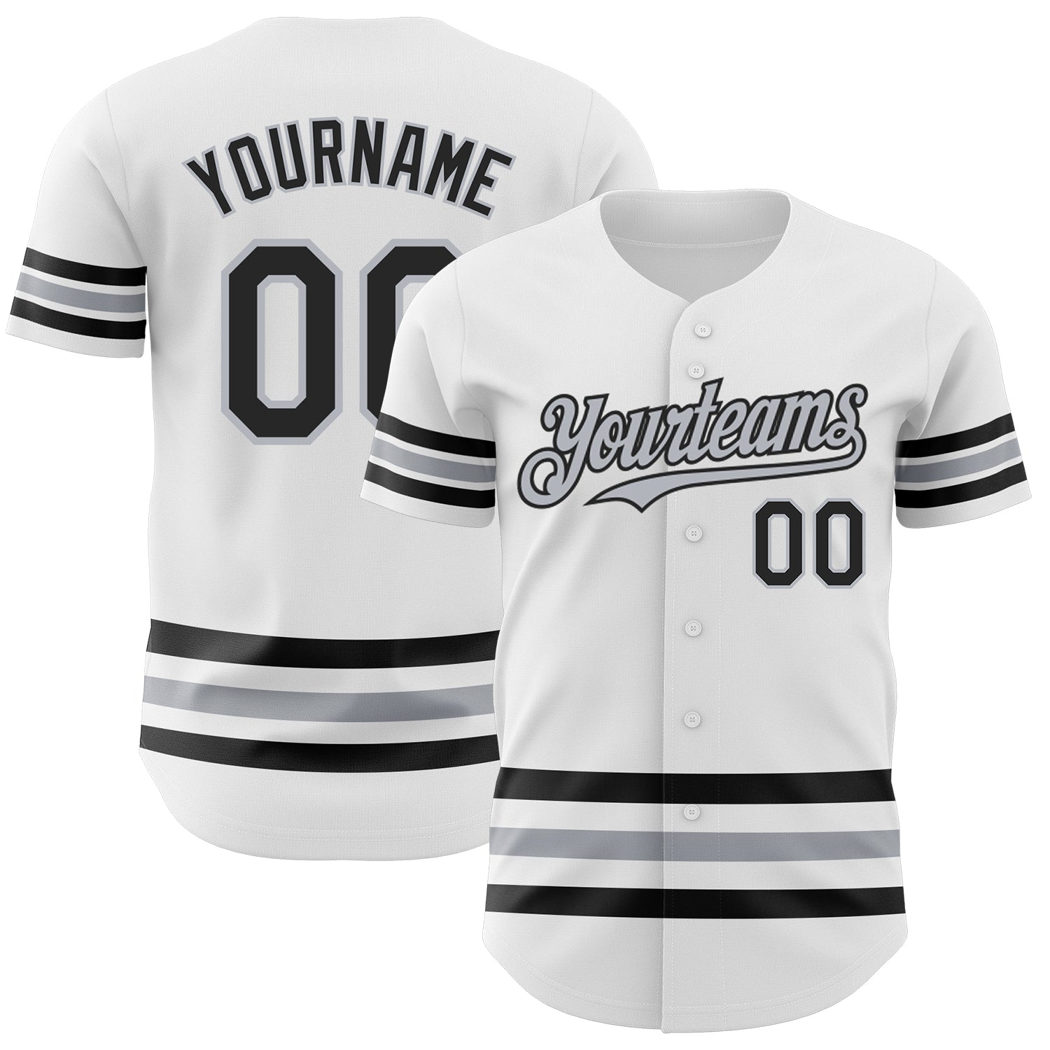 Custom White Black-Gray Line Authentic Baseball Jersey - Sky-Custom