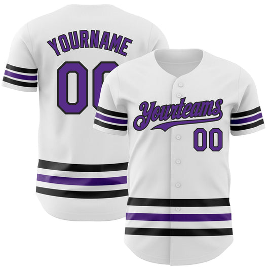 Custom White Purple-Black Line Authentic Baseball Jersey - Sky-Custom