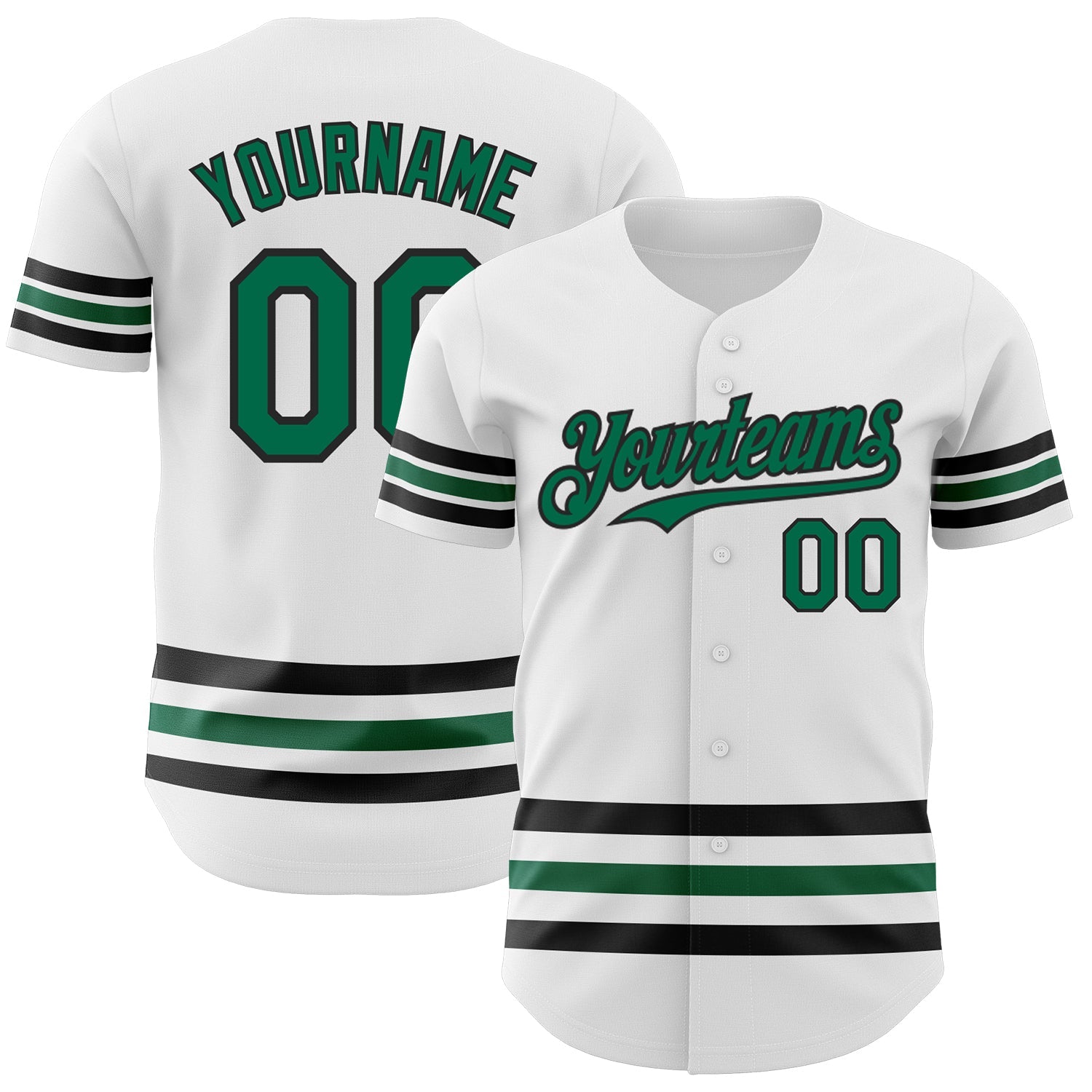 Custom White Kelly Green-Black Line Authentic Baseball Jersey - Sky-Custom