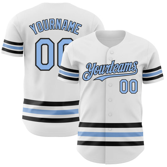 Custom White Light Blue-Black Line Authentic Baseball Jersey - Sky-Custom