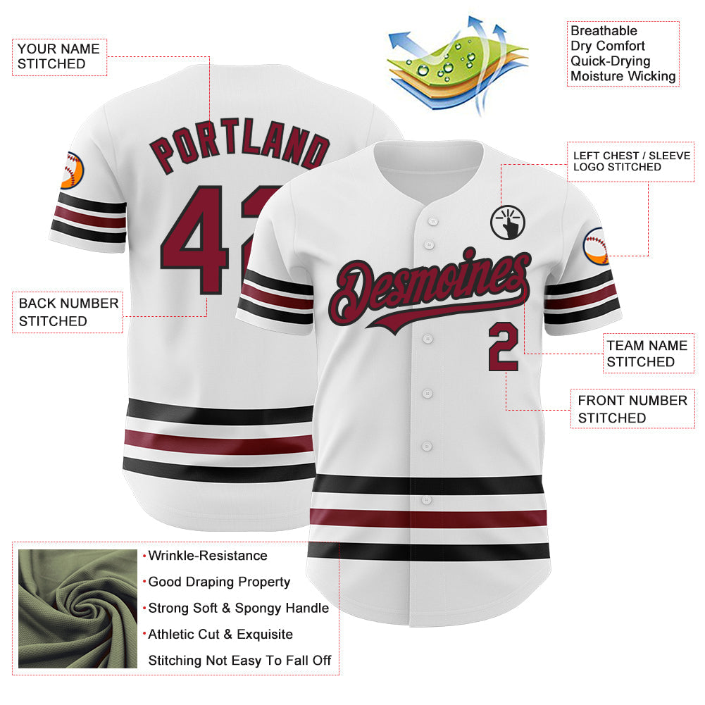 Custom White Crimson-Black Line Authentic Baseball Jersey - Sky-Custom