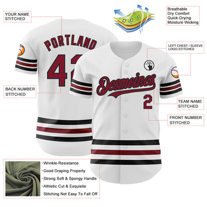 Custom White Crimson-Black Line Authentic Baseball Jersey - Sky-Custom