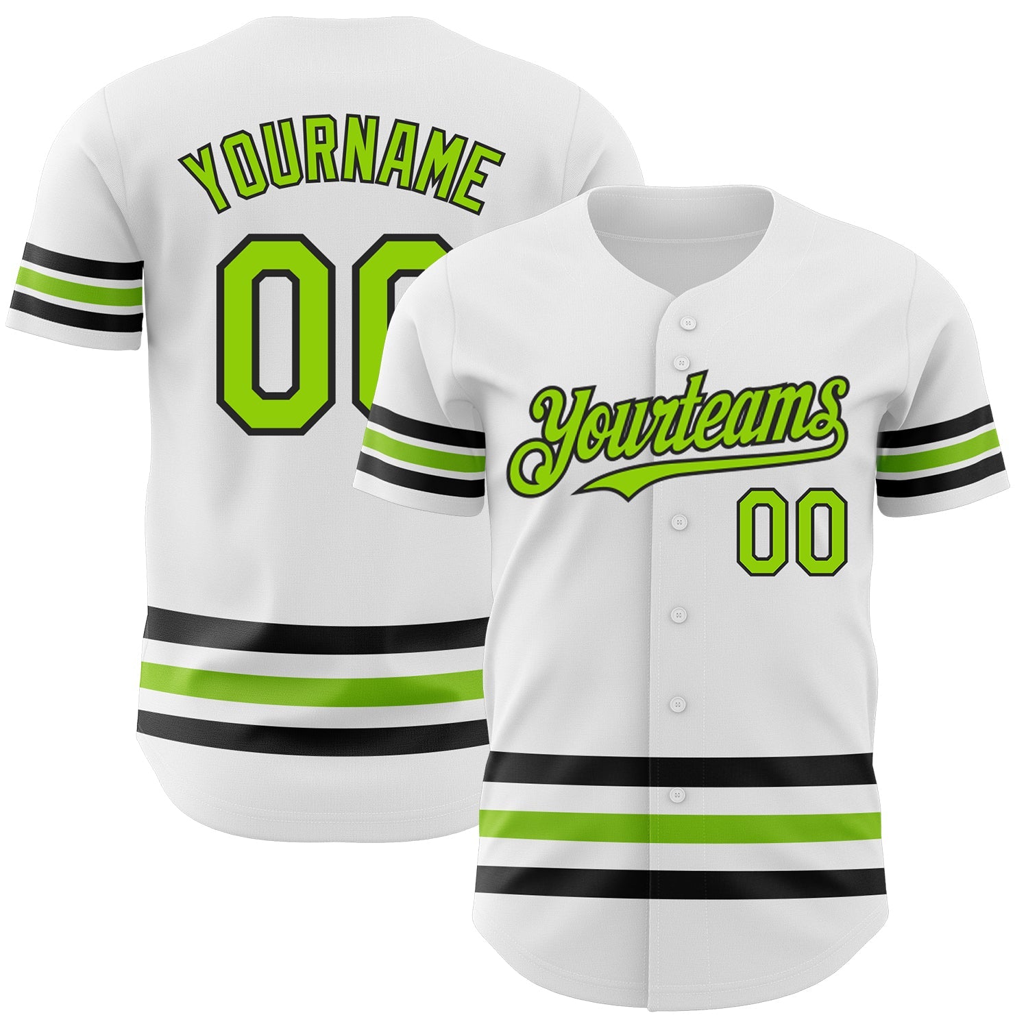 Custom White Neon Green-Black Line Authentic Baseball Jersey - Sky-Custom