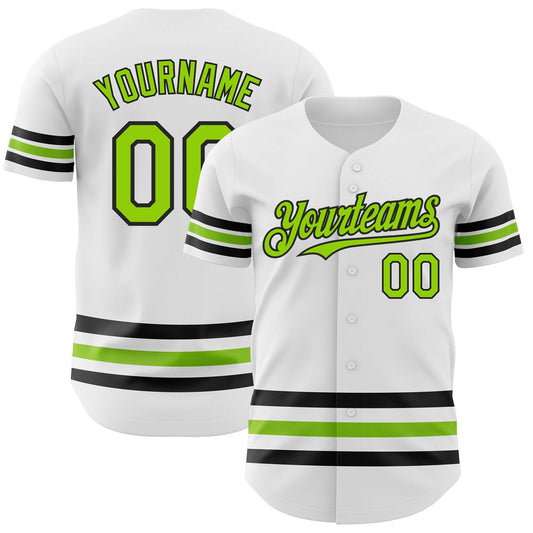 Custom White Neon Green-Black Line Authentic Baseball Jersey - Sky-Custom