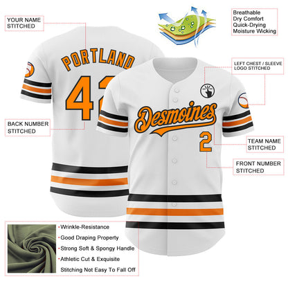 Custom White Bay Orange-Black Line Authentic Baseball Jersey - Sky-Custom