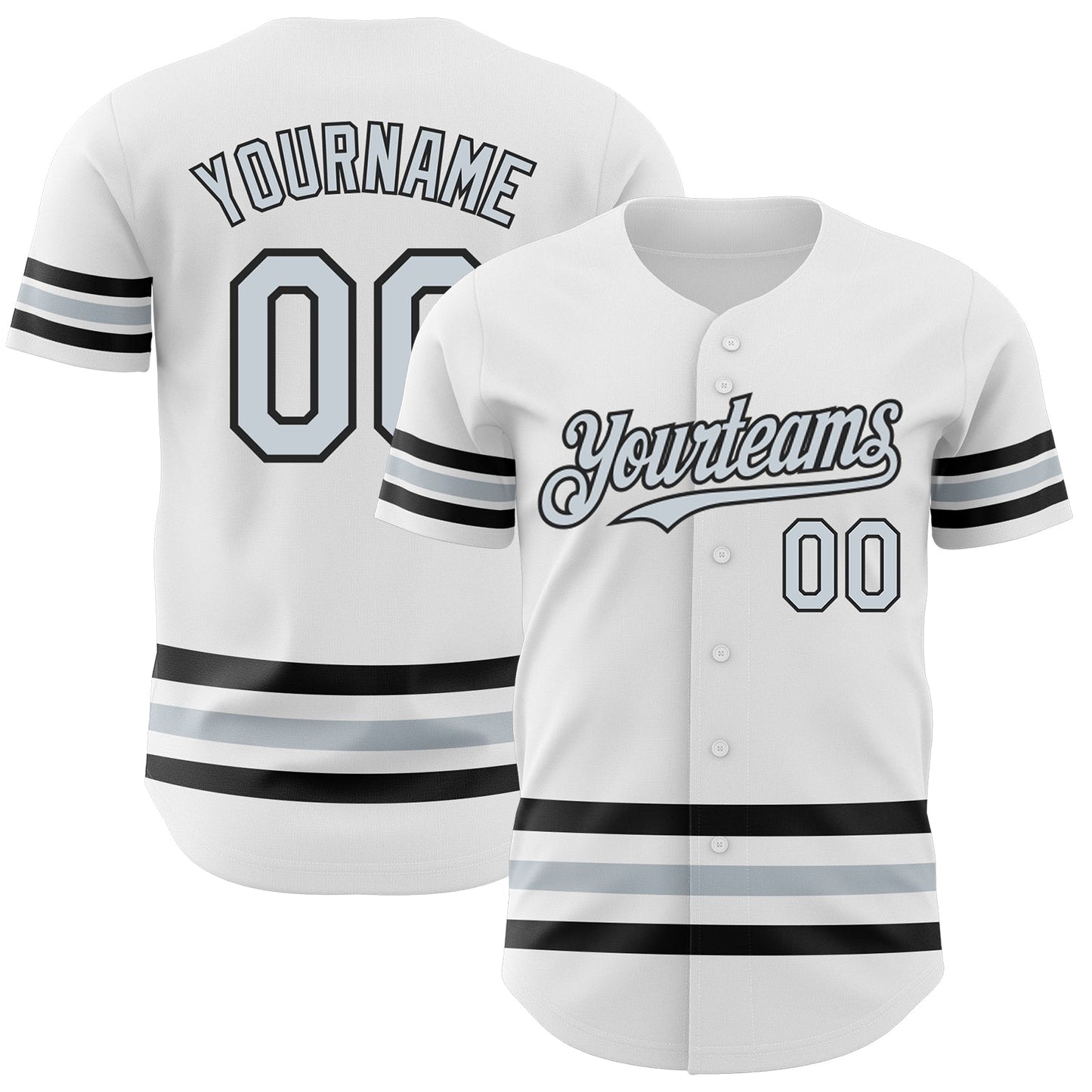 Custom White Silver-Black Line Authentic Baseball Jersey - Sky-Custom