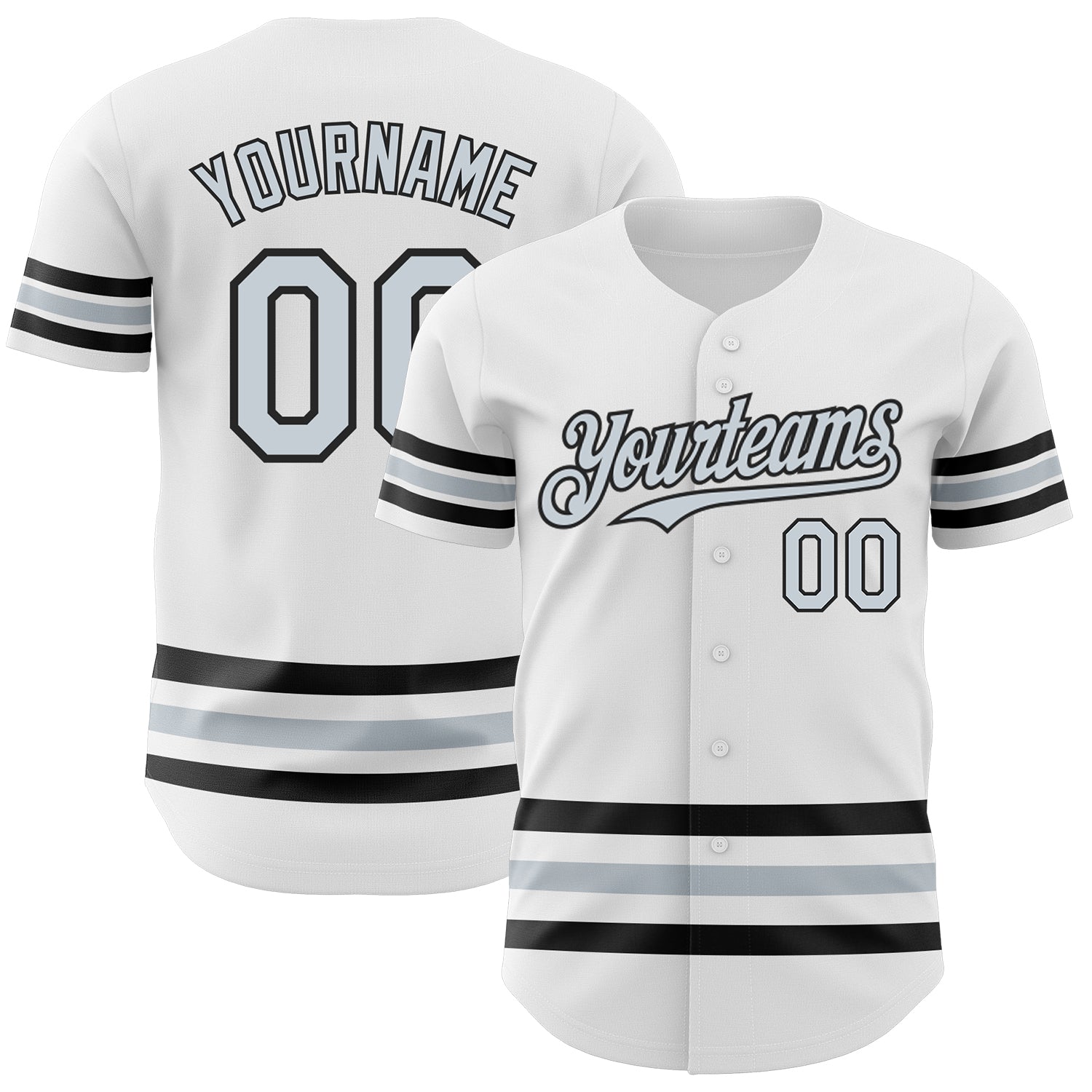 Custom White Silver-Black Line Authentic Baseball Jersey - Sky-Custom