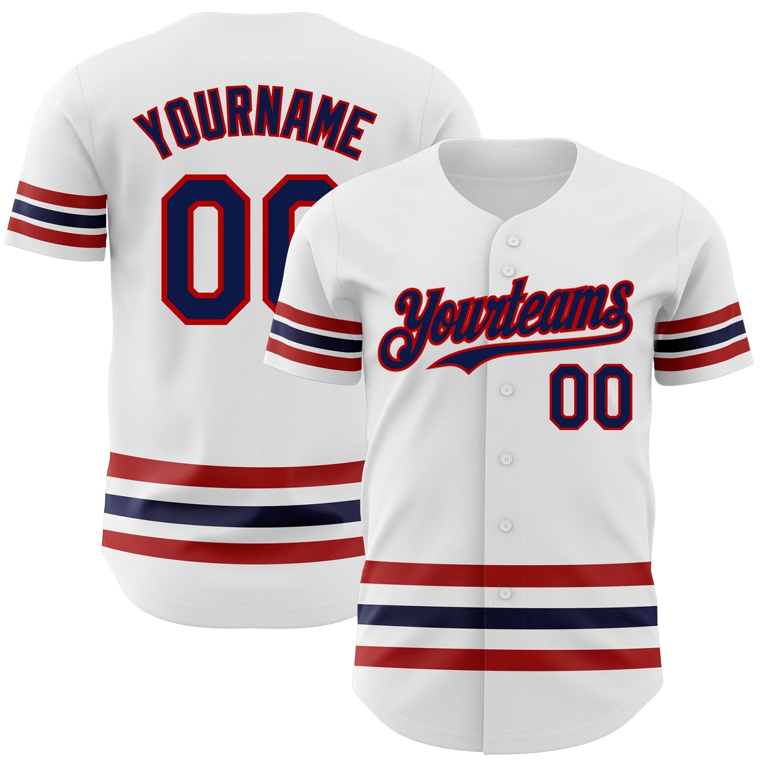 Custom White Navy-Red Line Authentic Baseball Jersey - Sky-Custom