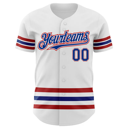 Custom White Royal-Red Line Authentic Baseball Jersey - Sky-Custom