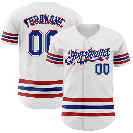 Custom White Royal-Red Line Authentic Baseball Jersey - Sky-Custom