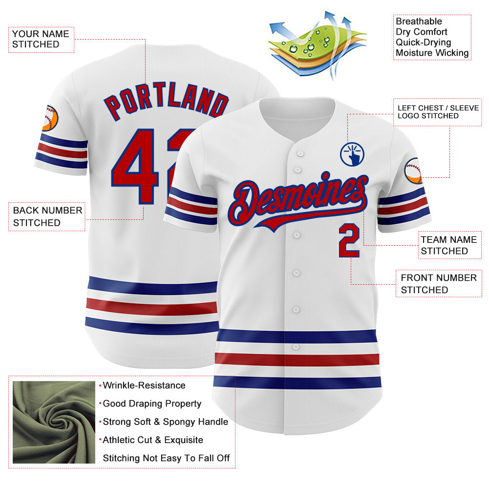 Custom White Red-Royal Line Authentic Baseball Jersey - Sky-Custom