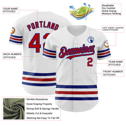 Custom White Red-Royal Line Authentic Baseball Jersey - Sky-Custom