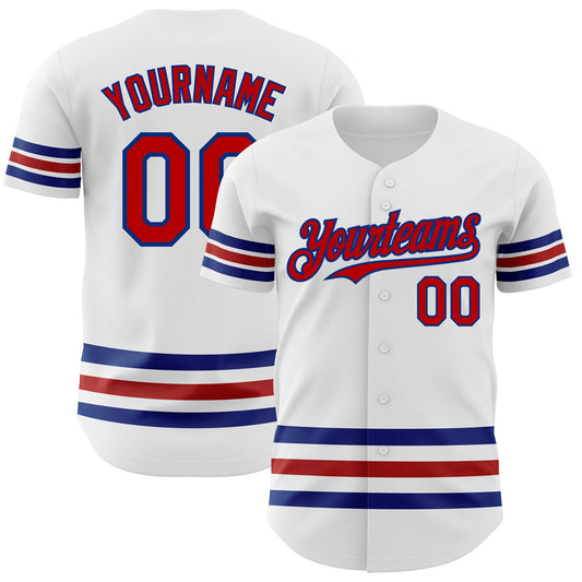 Custom White Red-Royal Line Authentic Baseball Jersey - Sky-Custom