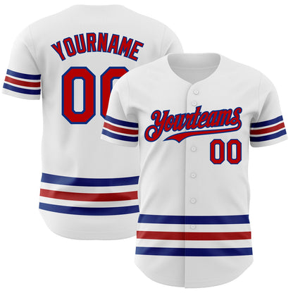 Custom White Red-Royal Line Authentic Baseball Jersey - Sky-Custom