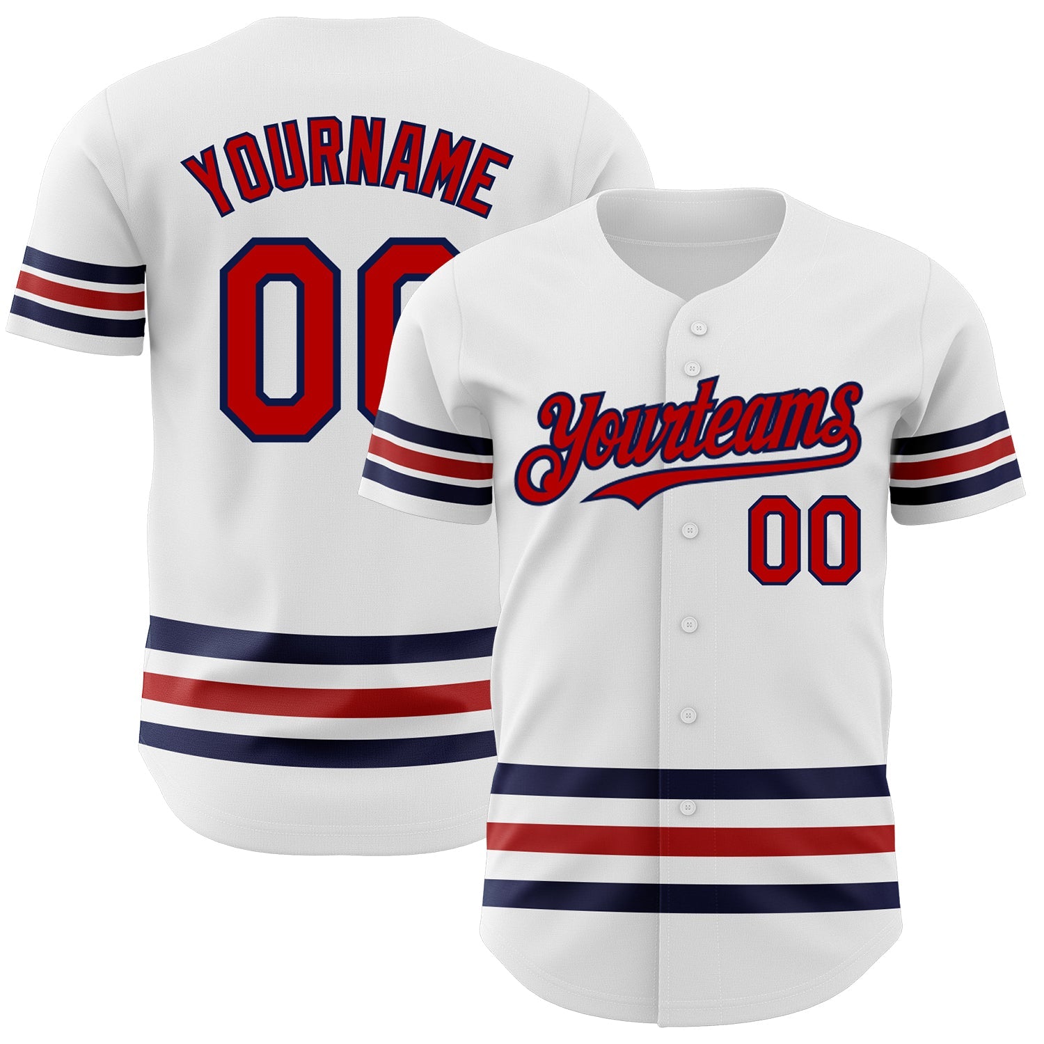 Custom White Red-Navy Line Authentic Baseball Jersey - Sky-Custom